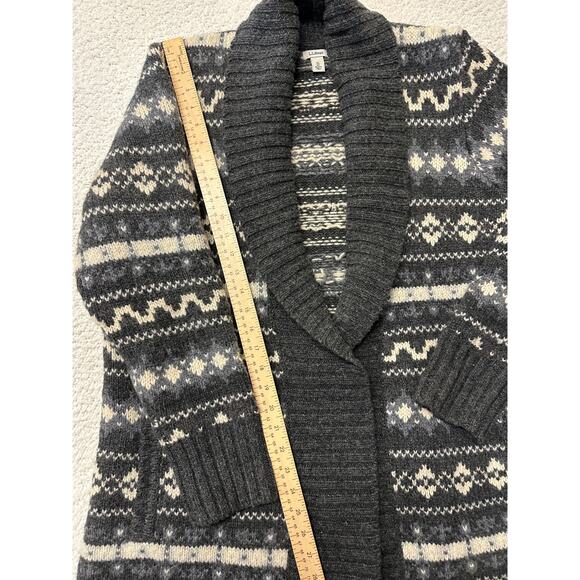 LL Bean Womens 100% Lambs Wool Fair Isle Cardigan Sweater Size XL - Picture 5 of 10